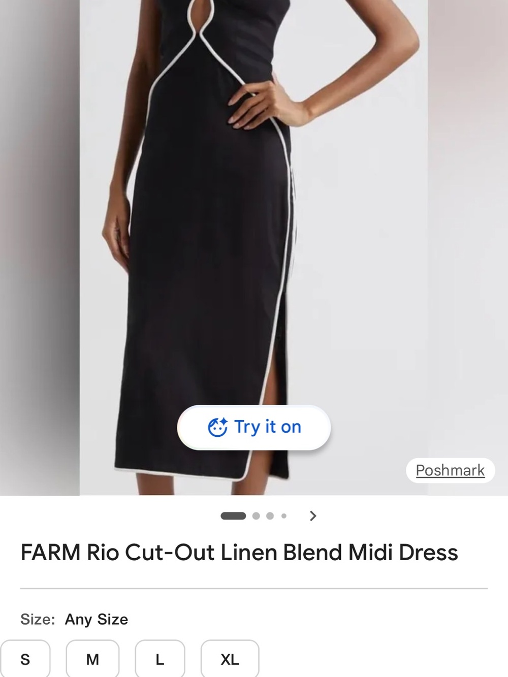 FARM Rio Black Midi Dress with White Contrast Piping - Picture 7 of 7